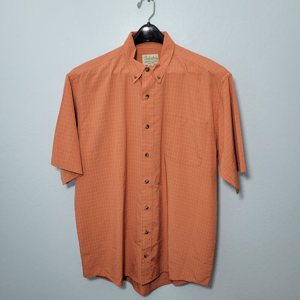 Cabela's Men's Button Front Orange Shirt Size L Tall  102121-0177